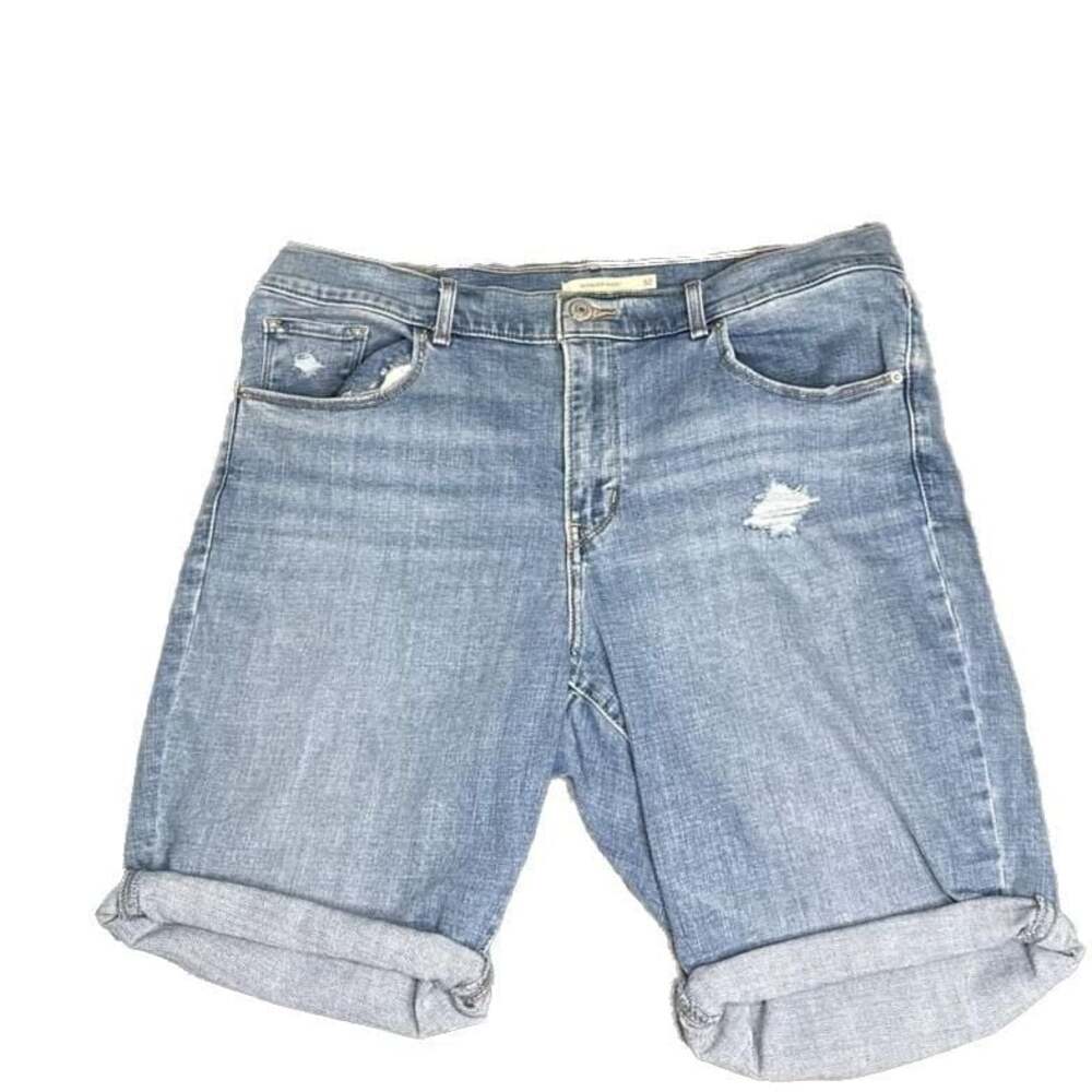 Levi's Women's Mid-Rise Light Wash Distressed Denim Shorts, Size 32